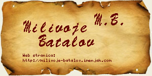 Milivoje Batalov vizit kartica